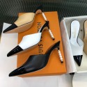 Top Quality Mules Lambskin Runway Two Tone Pearl Slides