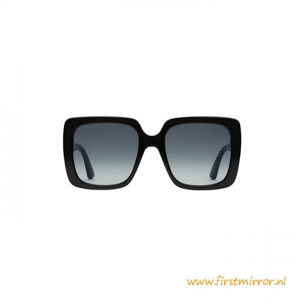 Top Quality Shiny Black Oversize Rectangular Sunglasses