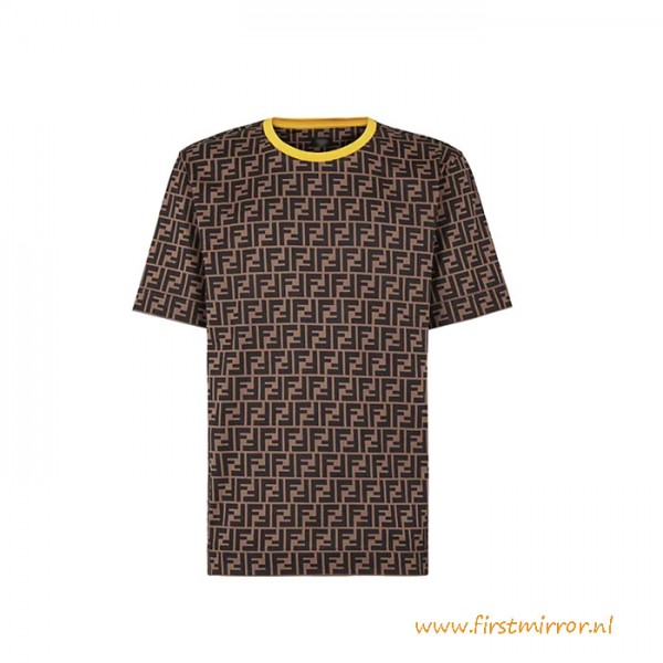 Top Quality Brown Cotton T-shirt F Print